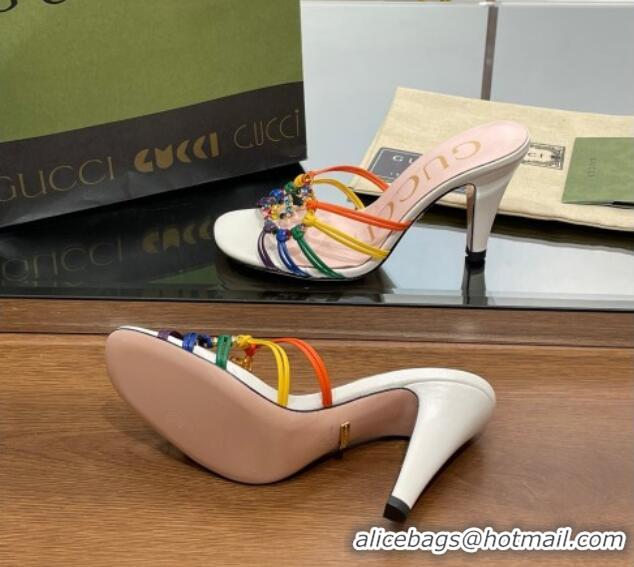 Lower Price Gucci Isa Heel Slide Sandals with Crystal GG Multicolor 022339