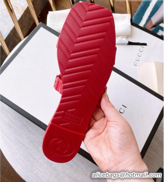 Purchase Gucci PVC Chain Flat Slide Sandals Red 022345