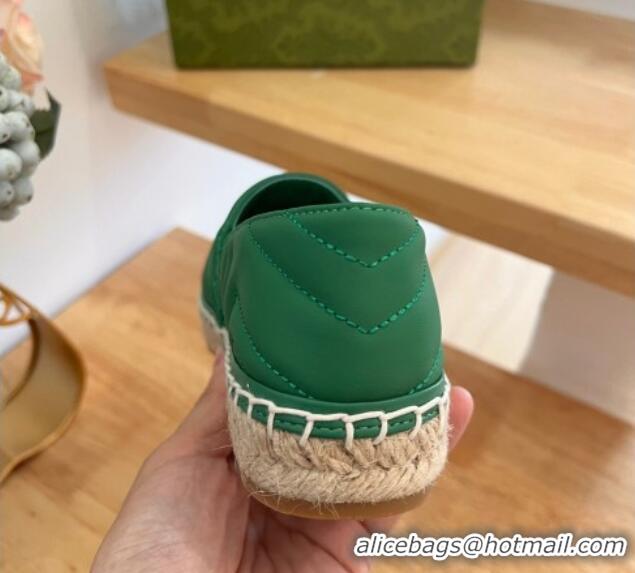 Best Grade Gucci Chevron Leather Espadrilles Green 22368