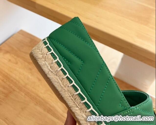 Best Grade Gucci Chevron Leather Espadrilles Green 22368