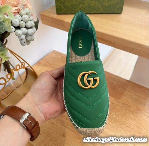 Best Grade Gucci Chevron Leather Espadrilles Green 22368