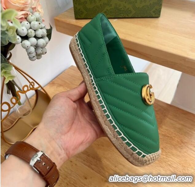 Best Grade Gucci Chevron Leather Espadrilles Green 22368