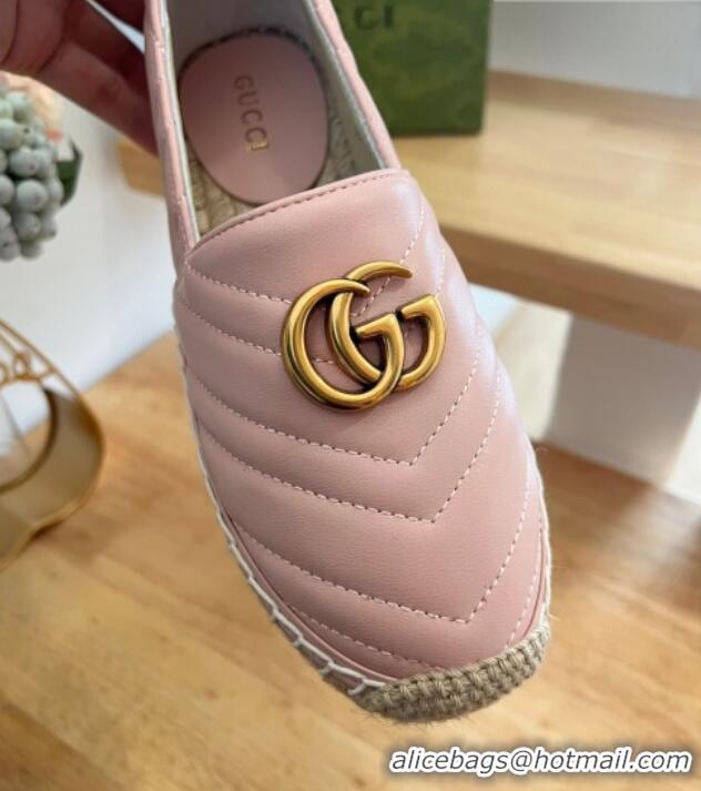 Good Looking Gucci Chevron Leather Espadrilles Pink 022370