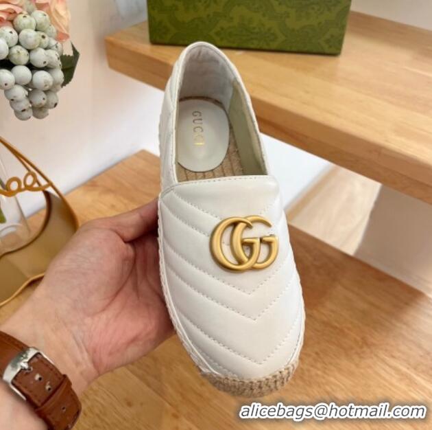 Best Price Gucci Chevron Leather Espadrilles White 022371