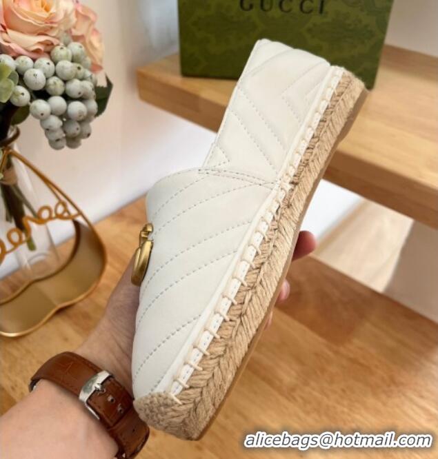 Best Price Gucci Chevron Leather Espadrilles White 022371