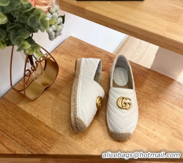 Best Price Gucci Chevron Leather Espadrilles White 022371