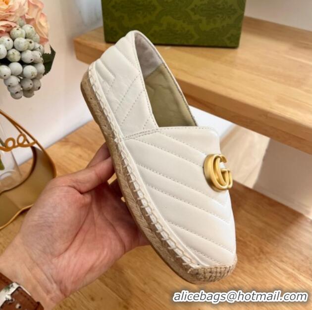 Best Price Gucci Chevron Leather Espadrilles White 022371