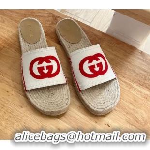 Best Product Gucci Platform Slide Sandals in Interlocking Embroidered Canvas Red 022838