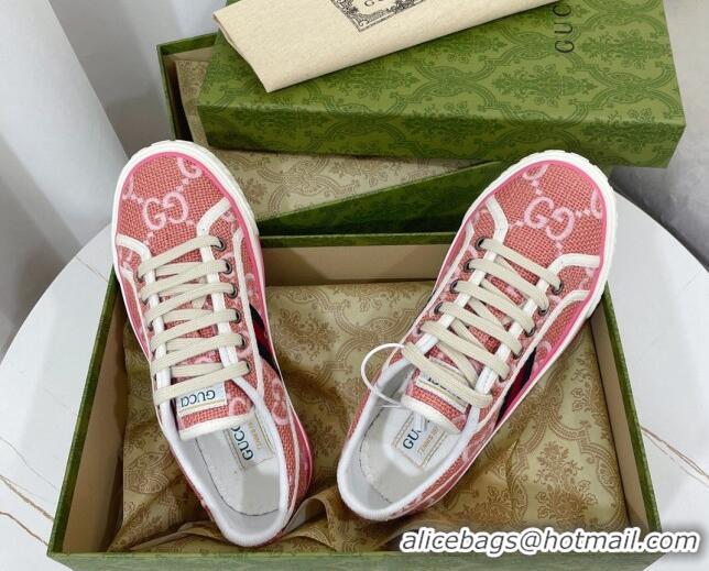 Top Design Gucci Tennis 1977 Sneakers in Pink Jumbo GG canvas 022844