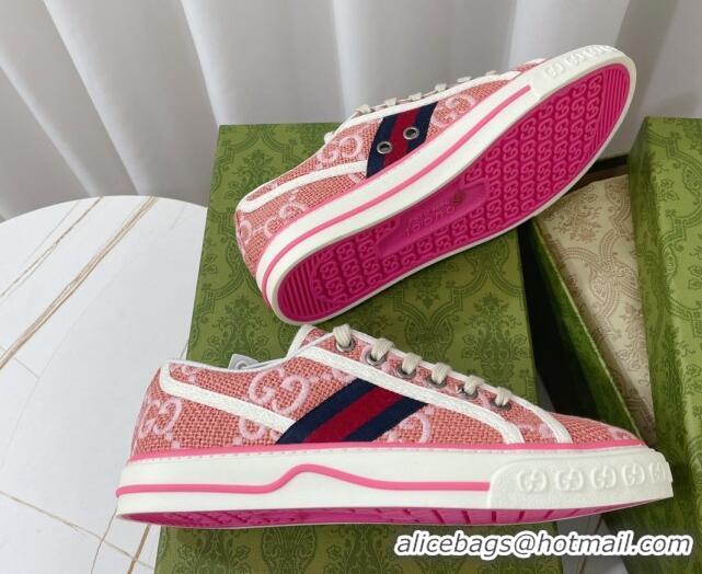 Top Design Gucci Tennis 1977 Sneakers in Pink Jumbo GG canvas 022844