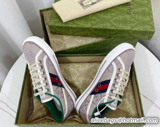 Purchase Gucci Tennis 1977 Sneakers in Jumbo GG Cotton Beige/Lilac Purple 022845