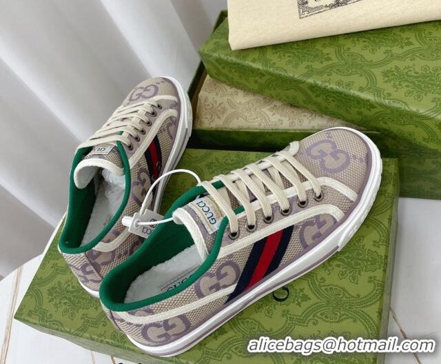 Purchase Gucci Tennis 1977 Sneakers in Jumbo GG Cotton Beige/Lilac Purple 022845