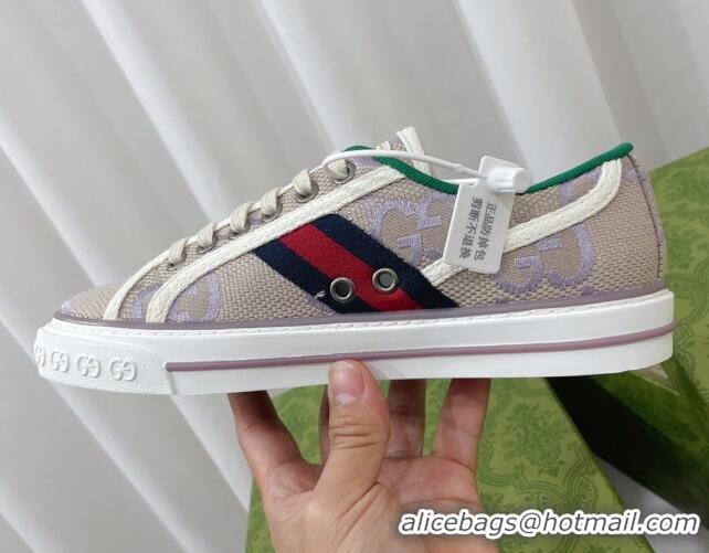 Purchase Gucci Tennis 1977 Sneakers in Jumbo GG Cotton Beige/Lilac Purple 022845