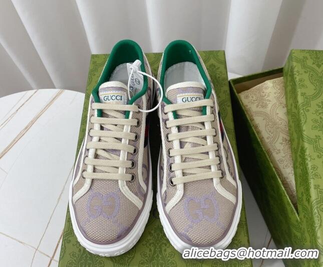 Purchase Gucci Tennis 1977 Sneakers in Jumbo GG Cotton Beige/Lilac Purple 022845