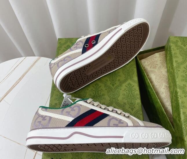 Purchase Gucci Tennis 1977 Sneakers in Jumbo GG Cotton Beige/Lilac Purple 022845