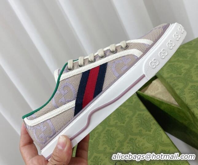 Purchase Gucci Tennis 1977 Sneakers in Jumbo GG Cotton Beige/Lilac Purple 022845