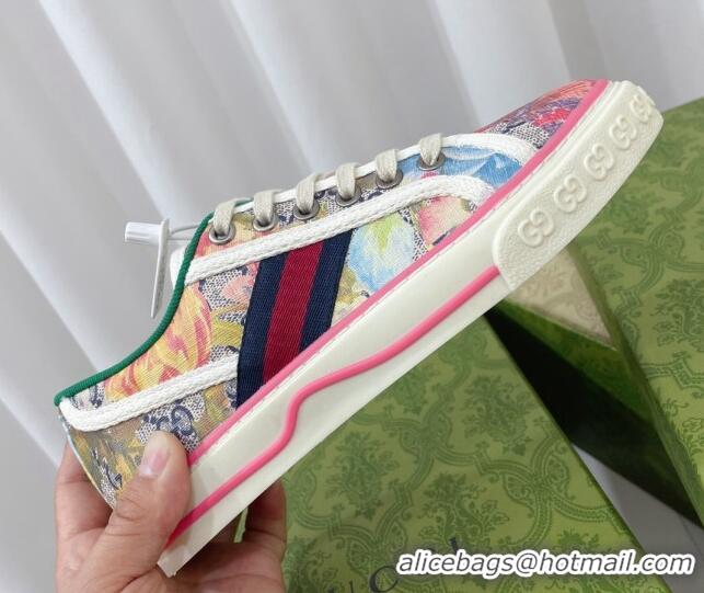 Pretty Style Gucci Tennis 1977 Sneakers in Multicolour GG Supreme Flora Print Cotton 022846 