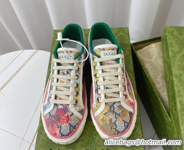 Pretty Style Gucci Tennis 1977 Sneakers in Multicolour GG Supreme Flora Print Cotton 022846 