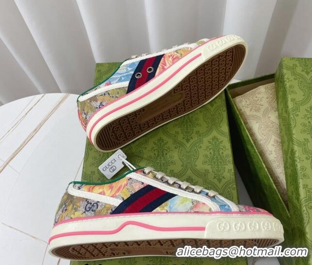 Pretty Style Gucci Tennis 1977 Sneakers in Multicolour GG Supreme Flora Print Cotton 022846 