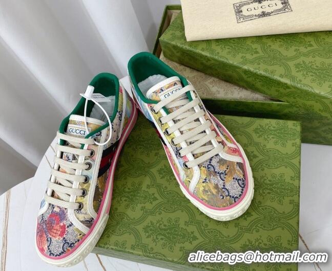 Pretty Style Gucci Tennis 1977 Sneakers in Multicolour GG Supreme Flora Print Cotton 022846 