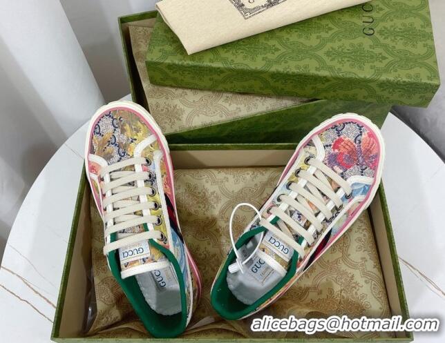 Pretty Style Gucci Tennis 1977 Sneakers in Multicolour GG Supreme Flora Print Cotton 022846 