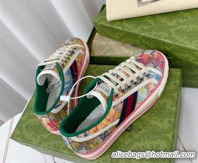 Pretty Style Gucci Tennis 1977 Sneakers in Multicolour GG Supreme Flora Print Cotton 022846 