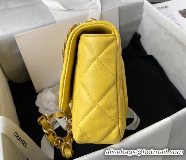 Low Cost Chanel Lambskin Classic Flap Bag with Chain Strap AS3214 Yellow 2021