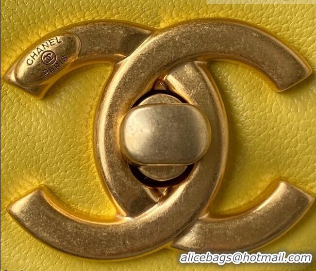 Low Cost Chanel Lambskin Classic Flap Bag with Chain Strap AS3214 Yellow 2021