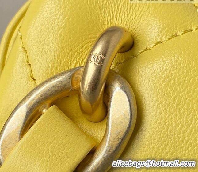 Low Cost Chanel Lambskin Classic Flap Bag with Chain Strap AS3214 Yellow 2021