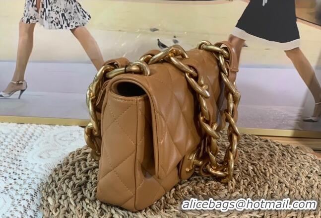 Promotional Chanel Lambskin Classic Flap Bag with Chain Strap AS3214 Brown 2022