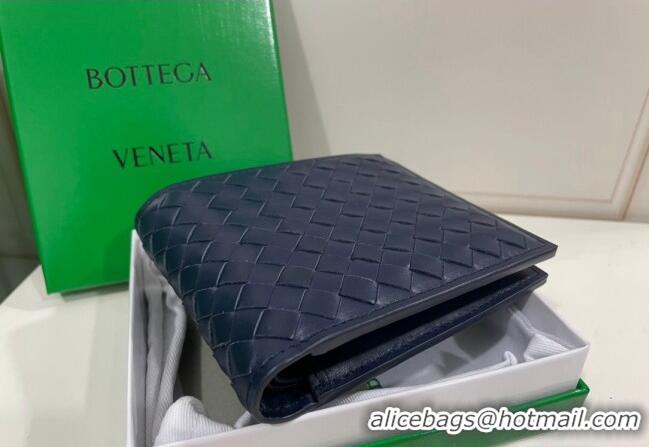 Promotional Bottega Veneta Men's Bi-Fold Wallet in Intrecciato Leather M133933 Blue 2022