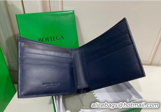 Promotional Bottega Veneta Men's Bi-Fold Wallet in Intrecciato Leather M133933 Blue 2022