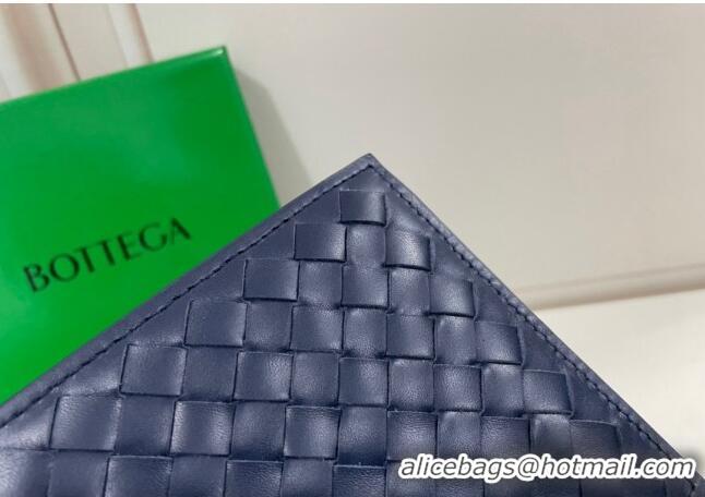 Promotional Bottega Veneta Men's Bi-Fold Wallet in Intrecciato Leather M133933 Blue 2022