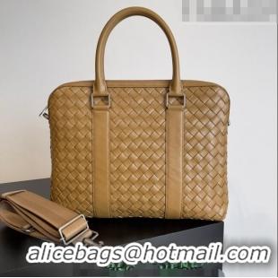 Best Price Bottega Veneta Slim Classic Briefcase Bag in Intrecciato Leather 690702 Acorn Brown 2022