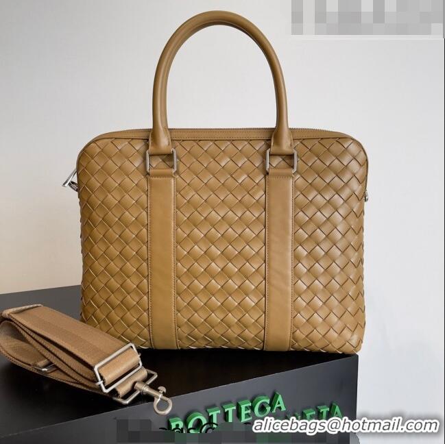 Best Price Bottega Veneta Slim Classic Briefcase Bag in Intrecciato Leather 690702 Acorn Brown 2022