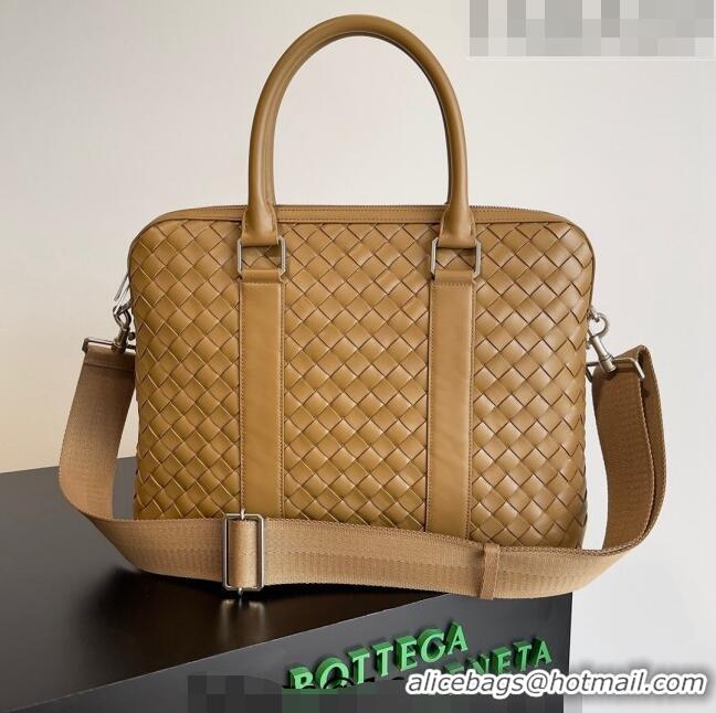 Best Price Bottega Veneta Slim Classic Briefcase Bag in Intrecciato Leather 690702 Acorn Brown 2022