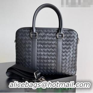 Top Quality Bottega Veneta Slim Classic Briefcase Bag in Intrecciato Leather 690702 Black 2022