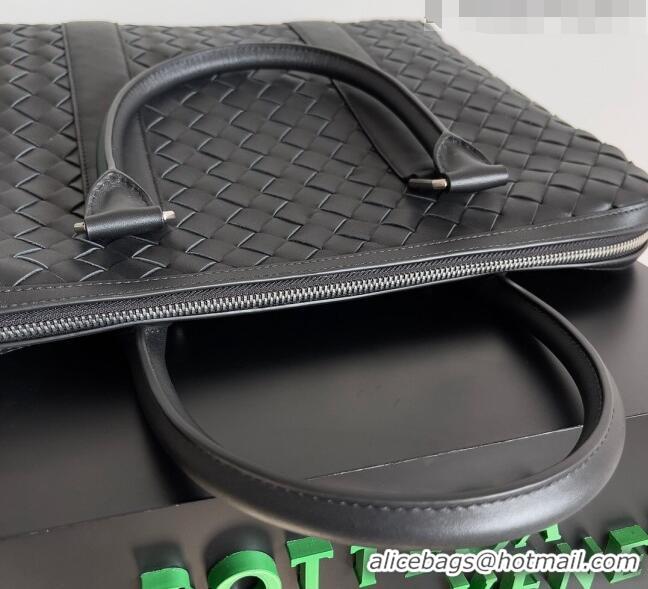 Top Quality Bottega Veneta Slim Classic Briefcase Bag in Intrecciato Leather 690702 Black 2022