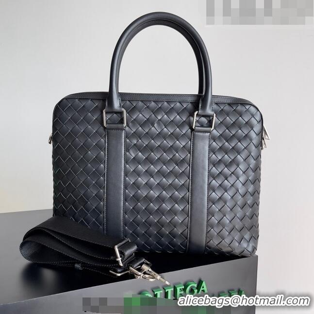 Top Quality Bottega Veneta Slim Classic Briefcase Bag in Intrecciato Leather 690702 Black 2022