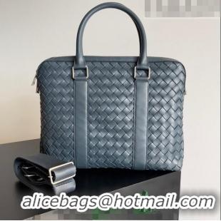 Good Product Bottega Veneta Slim Classic Briefcase Bag in Intrecciato Leather 690702 Grey 2022