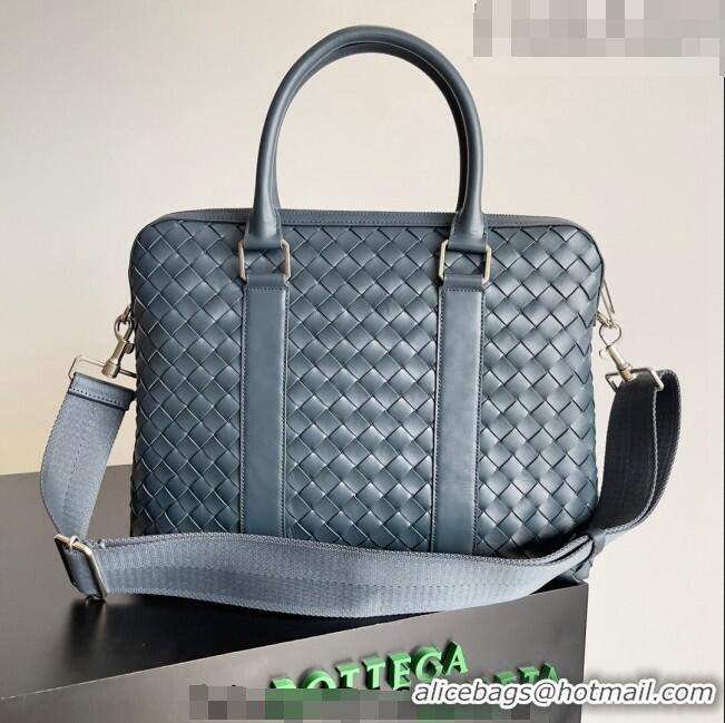 Good Product Bottega Veneta Slim Classic Briefcase Bag in Intrecciato Leather 690702 Grey 2022