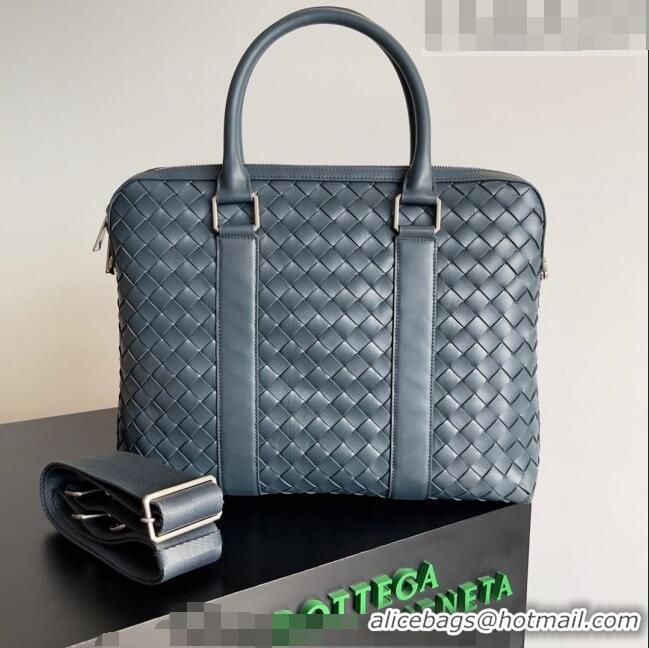 Good Product Bottega Veneta Slim Classic Briefcase Bag in Intrecciato Leather 690702 Grey 2022