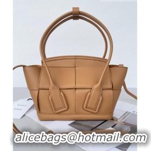 Promotional Bottega Veneta Mini Arco Tote Bag in intreccio Grained Calfskin 600606 Brown 2023