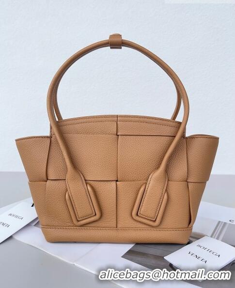 Promotional Bottega Veneta Mini Arco Tote Bag in intreccio Grained Calfskin 600606 Brown 2023