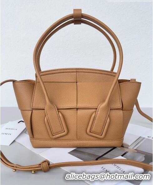 Promotional Bottega Veneta Mini Arco Tote Bag in intreccio Grained Calfskin 600606 Brown 2023