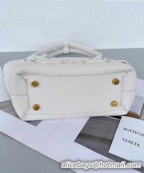 Top Grade Bottega Veneta Mini Arco Tote Bag in intreccio Grained Calfskin 600606 White 2023