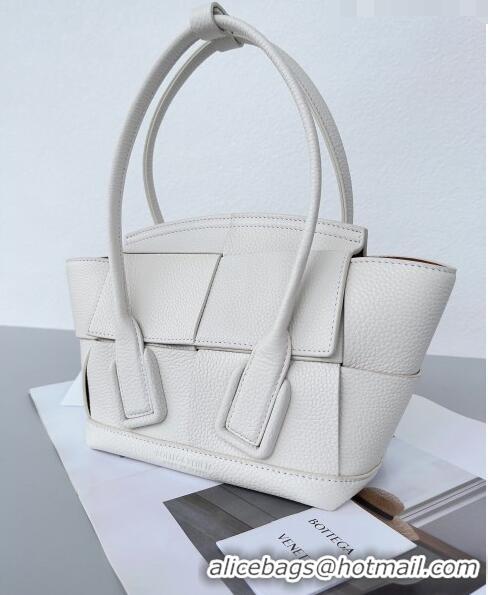 Top Grade Bottega Veneta Mini Arco Tote Bag in intreccio Grained Calfskin 600606 White 2023