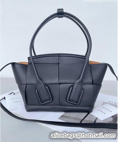 Good Looking Bottega Veneta Mini Arco Tote Bag in intreccio Grained Calfskin 600606 Black 2023