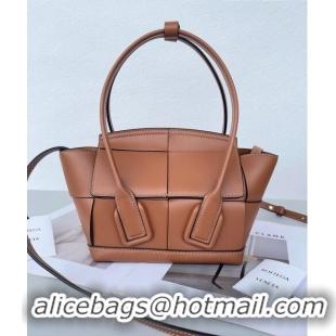 Promotional Bottega Veneta Mini Arco Tote Bag in intreccio Smooth Calfskin 600606 Brown 2023