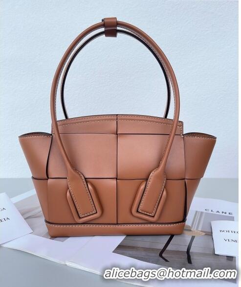 Promotional Bottega Veneta Mini Arco Tote Bag in intreccio Smooth Calfskin 600606 Brown 2023